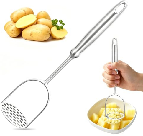 Schiacciapatate in acciaio inox, 18 cm, schiacciapatate, schiacciapatate, schiacciapatate manuale, schiacciapatate da cucina per purè di patate, carote e verdure, ideale per la cucina domestica