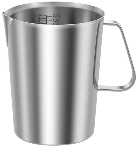 Vaso medidor de acero inoxidable de 1 l con escala fina, sin BPA, 12 cm, vaso medidor de acero inoxidable, protección antigoteo, resistente, para casa, cocina, restaurante, bar, tienda de té