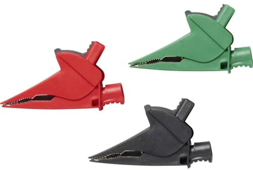 Fluke AC385-RGB - Set di morsetti a coccodrillo, rosso, nero, verde, campo di serraggio max.: 36,7 mm, 1 set