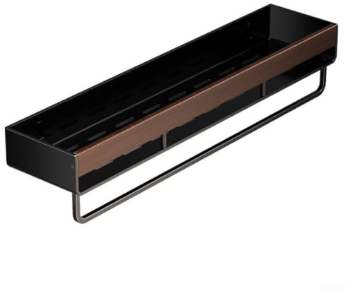 Estante flotante de nogal montado en la pared con soportes invisibles, estante de aleación de aluminio para decoración de baño, cocina, sala de estar, 30 cm, negro (B 50 cm)