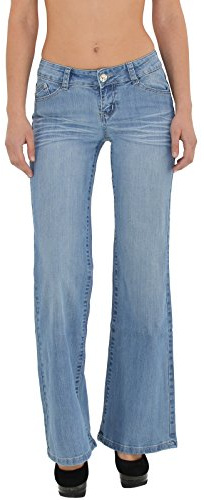 ESRA Damen Jeans Bootcut Jeanshose Schlaghose Hüftjeans Hüfthose Flared Jeans Hose J170