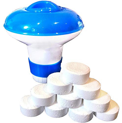 Weigand Dosierschwimmer für bis zu 10 Chlor oder Sauerstoff Tabletten á 20 Gramm - für Pool, Whirlpool, Quick Up & Planschbecken, Mini Dosierer ca. Ø 12 cm x h 12 cm