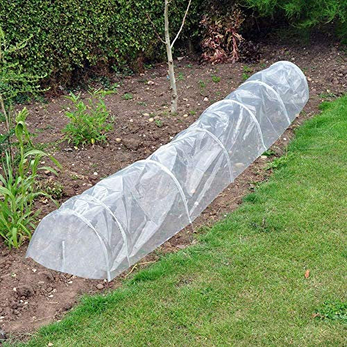 Unibos Large 3m Fleece Net Polytunnel Plant Seedling Cover - Grow Tunnel Garden Cloches Mini Polytunnel Greenhouse for Veg, Fruits, Flowers - Frost Protection Pest Control Outdoor Bed Tunnel