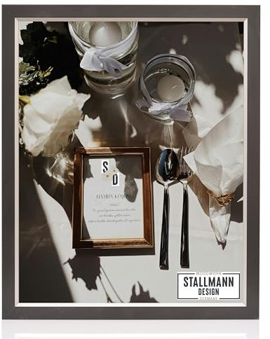 Stallmann Design 'My Frames' Bilderrahmen 70 x 90 cm | Farbe: Schwarz-Silber | eleganter Rahmen - schwarzes Finish - Kante silber