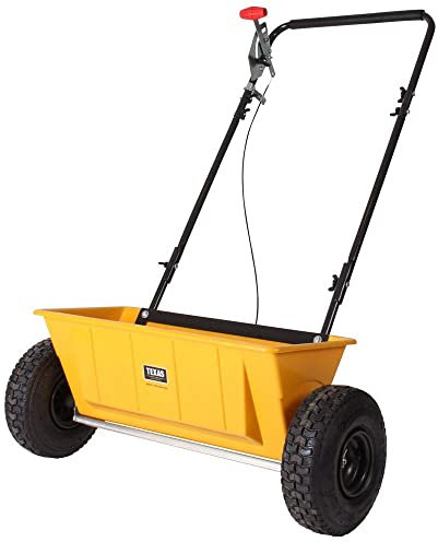 TEXAS Profi Streuwagen XL Salz Rasendünger Rasen, 56cm Streubreite, 25 Liter, Rasensamen Dünger Salzstreuer Smart Spreader 200 | große leichtlaufende Lufträder | verstellbare Dosierung mit Handhebel