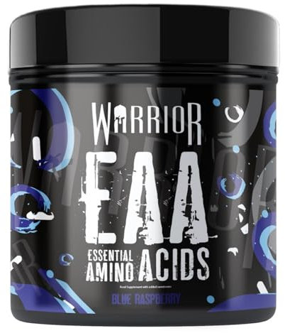 Warrior EAA - Essential Amino Acids - 360g - Provides Exceptional Support for Recovery & Muscle Soreness - Formula Includes Cyclic Dextrin, Taurine and More, Blue Raspberry