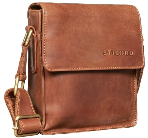 STILORD Nate Herrentasche Leder klein Umhängetasche Schultertasche Männer Handtasche Messenger Bag Vintage echtes Leder Farbe:andorra - braun