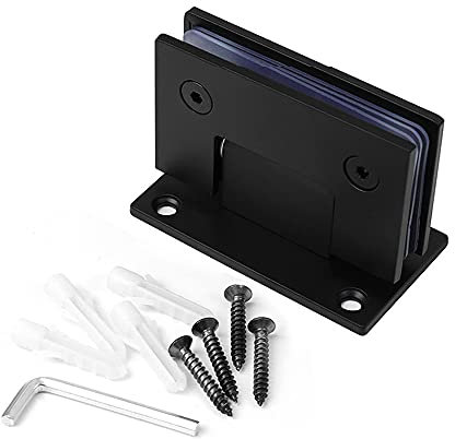 Charnière de porte en verre durable à 90 degrés en acier inoxydable sans cadre, convient pour salle de bain, armoire, vitrine (noir)
