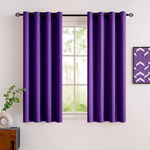 MIULEE Purple Blackout Curtains for Living Room 2 Panel Set, Premium Eyelet Curtains for Bedroom, Thermal Insulated Window Curtain Drapes, Black Out Curtain 54 Drop, Each Panel 46 x 54 Inches