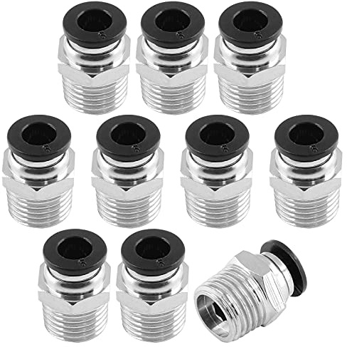 Qjaiune 10Pcs Male Straight Push to Connect Fittings 6mm Tube OD x 1/4 inch NPT Thread, Air Push Connect Tool Pneumatic Hose Fittings