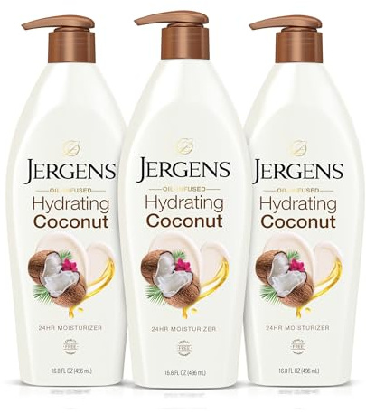 Jergens Hydrating Coconut Hand and Body Moisturizer, 16.8 oz, Pack of 3