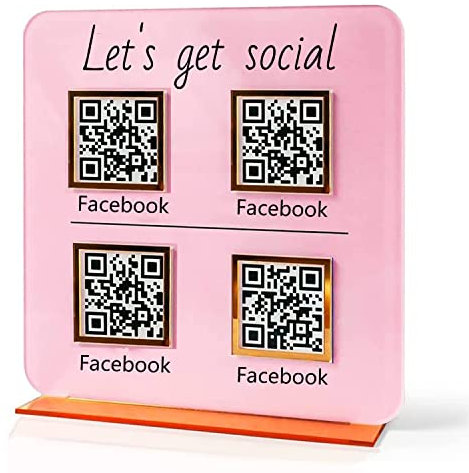 Pahdecor Benutzerdefinierte 3D Multi QR Code Social Media Zeichen Personalisierte Venmo Instagram Facebook Business Scan to Pay Plaque Salon Beauty Sign Friseure Kosmetikerin Schild Let's Get Social