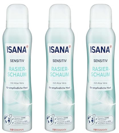 3 er Pack ISANA Damen Rasierschaum Sensitiv + 1x Bebe feste Duschpflege | 3 x 150 ml | für empfindliche Haut