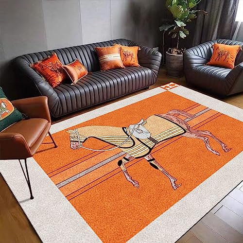 Tappeti Design Teppich Wohnzimmer Teppich 150 X 200 cm Orangefarbenes Hintergrundpferd Korridor Schlafzimmer, Küche, Wohnzimmer 150 * 200cm