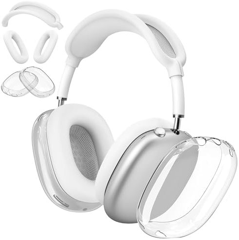 Custodia In Silicone Per Cuffie Airpods Max, Copertura Antiscivolo Per Padiglioni Delle Orecchie/Copertura Trasparente In Tpu Per Tazze Delle Orecchie/Copertura Fascia Per Airpods Max (TPU Bianco)