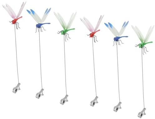 ARFUKA 6 Stück Garten Libellen 3D-Libelle Gartendekoration Künstliche Libellen-Clip Dekorative Clips für den Außenbereich