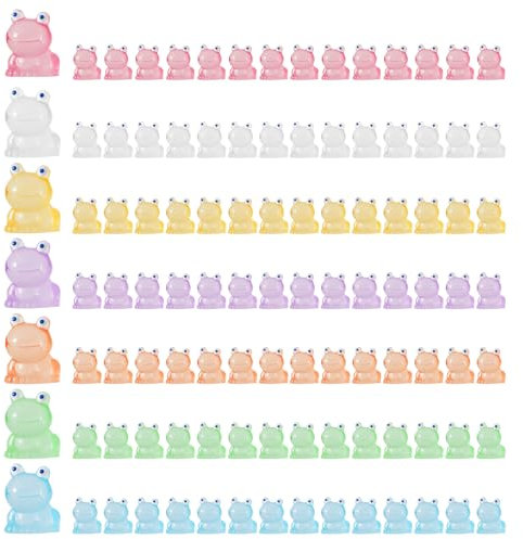 98 pezzi Rana luminosa al buio, in resina, statuetta di rana, decorazione mini rana, adatta per decorare case delle bambole, piante in vaso, paesaggi da giardino (7 colori)