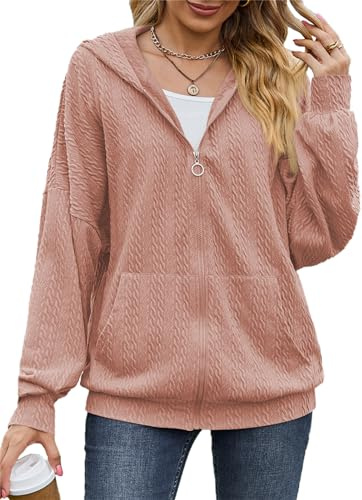 PANOZON Damen Hoodie Sweatjacke Kapuzenpullover Langarm Sweatshirt Kapuzenjacke Cropped Jacke mit Reißverschluss
