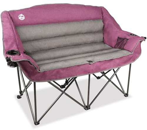 Northroad Folding Loveseat Camping Stuhl Portable Double Duo voll gepolstert Garten Stuhl für 2 Personen Sofa w/Becherhalter, Weinglas Halter, Mesh Storage, Support 600lbs für Picknick Strand Reisen