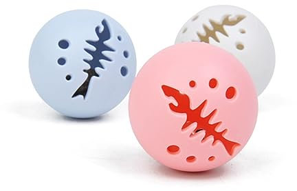 BELLIFFY 3stücke Katzenminzenball Spielzeug Hohl Fischgrätenform Glocke Leuchtende Kugel Kätzchen Teaser Haustier Spielspielzeug Für Katzenerholung Und Interaktion