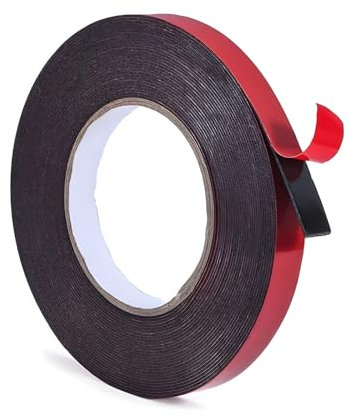 maxtachi Adhesif Double Face Extra Fort,10m Haute Résistance à Chaleur Double Face Extra Fort,Insonorisation et Absorption des Vibrations,Pour Signalétique, Badges,Décorations de Fenêtres-Noir