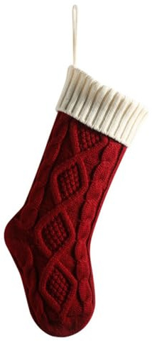 DONGKER Weihnachtsstrumpf, 1 Stück große Gestrickte Weihnachtsstrümpfe, Hängende Strümpfe mit Aufhängeschlaufe für Weihnachten Urlaub Dekoration