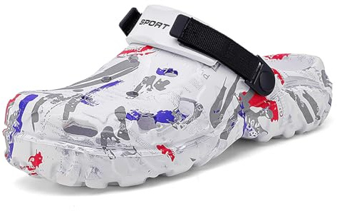 FLIOZY Zuecos jardín Camuflaje Hombre, Zapatos de Agua EVA Ajustables