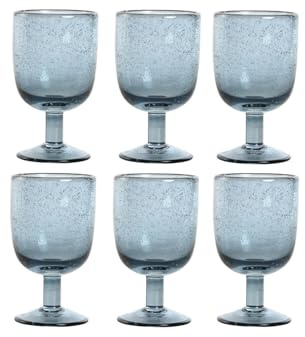 COPA SET 6 CRISTAL 8X8X14 300ML BURBUJAS AZUL
