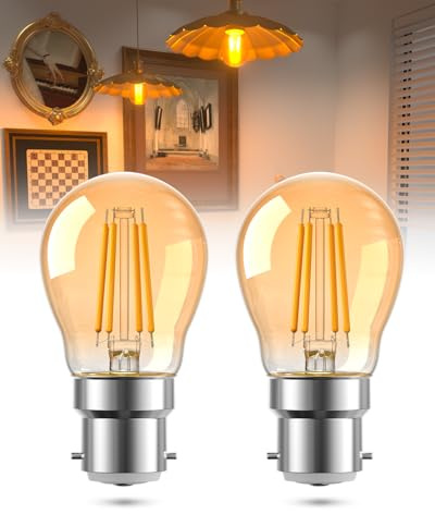 Lamptobe 4W B22 Vintage Bayonet Light Bulb Warm White 2200K, 40W Equivalent, P45/G45 Golf Ball BC Bayonet Cap LED Light Bulb for Home Ceiling Chandelier, Non-Dimmable, 2 Pack