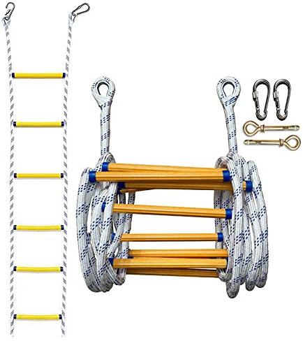 Fire Escape Ladders Rope ladder For Kids And Adults Emergency Fire Escape Ladder 2/3/4 storey Escape From Window And Balcony Weight Capacity Up to 420KG for climbing frame With Hooks for Fas