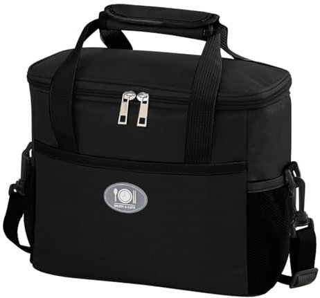 shungran Large Insulated Lunch Bag for Women Man, Reusable Cool Bag, Leakproof Lunch Box, Cooler Bag for Adults Kids School Work Travel (Black)