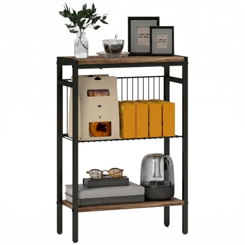 HOMCOM Table d'appoint Bout de Canapé 3 Niveaux 43 x 18 x 62,5 cm Gris