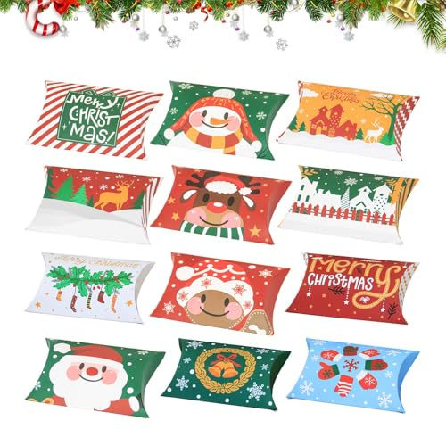 FainFun Caja para Galletas de Navidad, 12/24 Cajas Galletas Navidad, Caja para Regalar Magdalenas, Cartón, Como Detalles para Fiestas, Adornos Navideños (24, Z24, Mini)