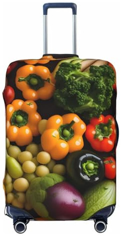 KLJnmbb Housse de protection universelle pour valise, motif légumes frais, fruits et légumes frais, élastique, lavable, Noir , M