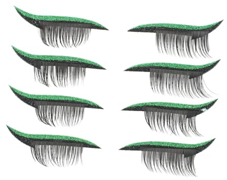 MOTHNUR 4 Paar Wasserfeste Selbstklebende Eyeliner Wimpern Aufkleber Glitzernd Grün Schnell Anzubringen Für Attraktives Augen Make up Wiederverwendbar