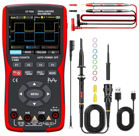 Multimètre Numérique 3 En 1 ZT703S : Bande Passante De 50 MHz, Fréquence D'échantillonnage De 280 MS, Enregistrement De Données De Forme D'onde Sur PC, Double Oscilloscope Et Générateur De Signaux.