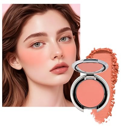 Blush Poudre, Abricot Orangé Finition Matte, Longue Durée Fard a Joue