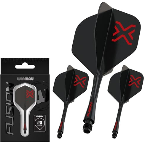 WINMAU Darts - Fusion Système intégré de vol et d'arbre - No.2 Forme et Design - Disponible en Court, intermédiaire et Moyen - Disponible dans Une variété de Couleurs
