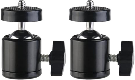 CALLARON Adaptador de Soporte para Trípode 1/4 de Metal Negro, Rótula Giratoria 360° Montaje para Zapata Caliente, Pack de 2 Piezas para Cámara, Flash y Soporte de Luz en Fotografía