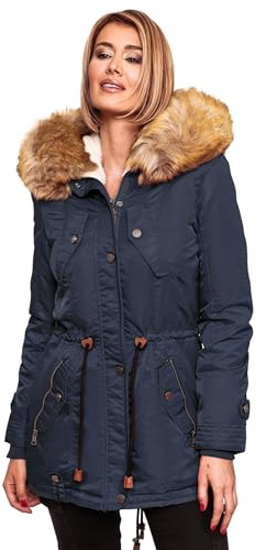 Navahoo warme Damen Winter Jacke Teddyfell Winterjacke Parka Mantel B399