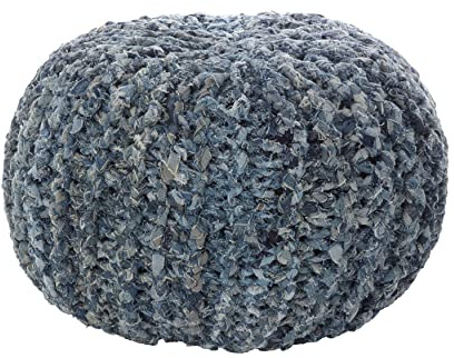 SARO LIFESTYLE Puf otomano de cuerda trenzada de mezclilla, azul marino, 18 x 18 pulgadas, (PU283.NB)