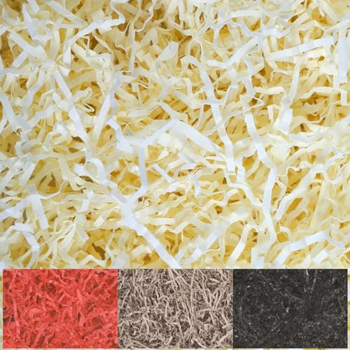 Creative Deco 200g Crème Gelb Füllmaterial Geschenk aus Papier | Stroh für Pakete | Papier-Schnitzel | Deko Verpackungsmaterial für Weihnachts-Geschenke | KOMMT IN Blauer Tasche