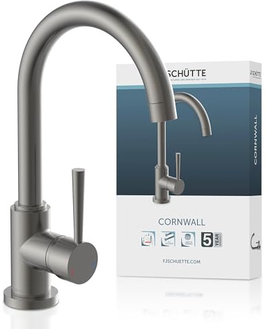 SCHÜTTE 79162 Spültischarmatur CORNWALL, Graphit matt, Wasserhahn Küche | Energiesparfunktion, 360° schwenkbar, ideal auch für Doppelspülbecken