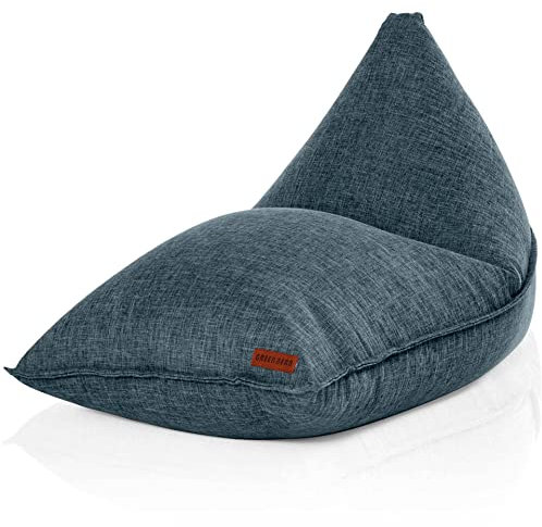 Green Bean Sitzsack Triangle 150x100x100cm mit 220 Liter EPS-Perlen Füllung - Kuschelig Weich Waschbar - Drinnen Stoff Bodenkissen Liegekissen Sitzkissen - Blau