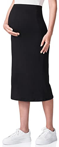 POSHDIVAH Maternity Skirt Over The Belly Black Medium