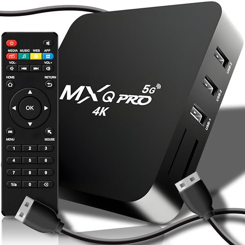 Retoo Android TV Box mit TV Fernbedienung, Smart TV-Box mit 2.4GHz Quadcore-Prozessor, Media Player mit Auflösung 4k und Full HD, Konverter (8GB 1GB RAM DDR3)