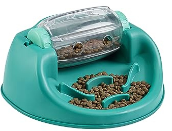 Outward Hound by Nina Ottosson Spin N' Eat Dog Puzzle and Slow Feeder, Level 2 Intermediate Enrichment Toy, Green