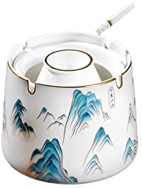 Cendriers Cendrier à cigarettes en céramique anti-mouches, porte-cendres for fumeurs, décoration de la maison for cendriers à fumer de bureau Aspirateur de Fumée (Color : Blue, Size : 13Cm)