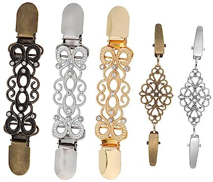 GALPADA Set 5 Fermagli Per Maglioni e Spille Per Scialle in Lega Vintage, Clip Decorative Per Abbigliamento Femminile Da Collo e Sciarpa, Accessori Moda Resistenti e Pratici Per Uso Quotidiano
