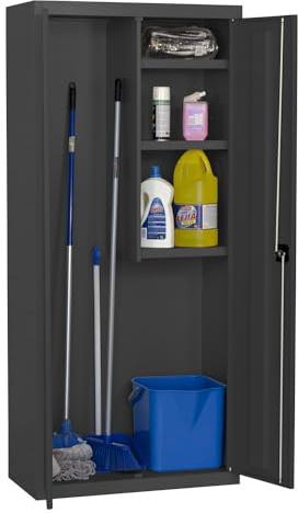 Simon Rack Armario Escobero Multiusos, 1800x800x400 mm, 2 Puertas, 3 Estantes, Antracita - Simonlocker